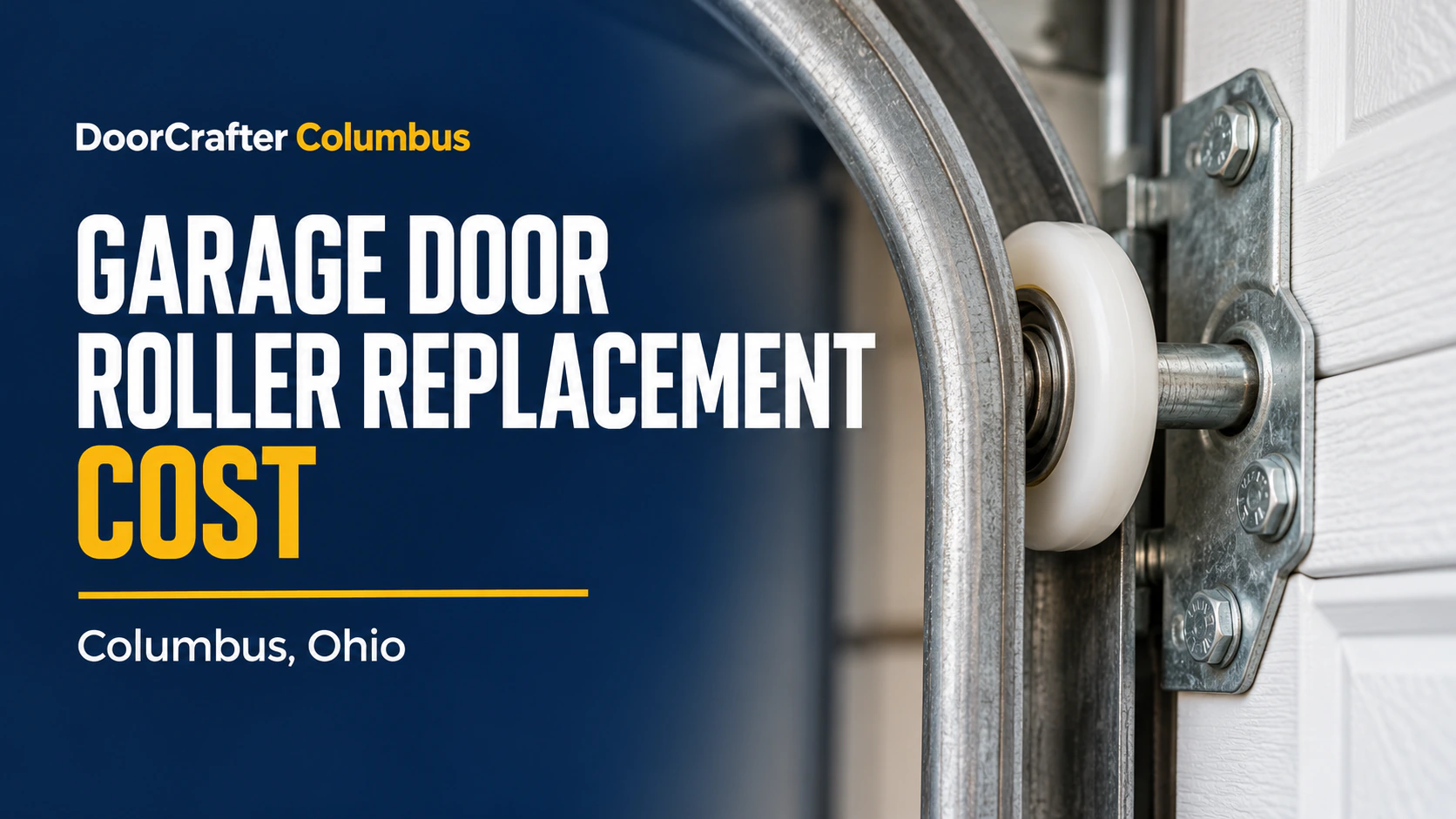 Garage door roller in a metal track for the roller replacement cost guide in Columbus, Ohio.